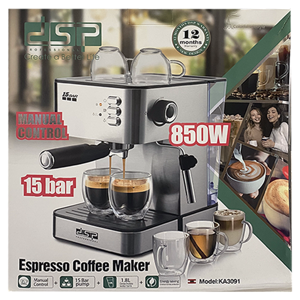 DSP Espresso Coffee Maker - 15 bar - Manual Control