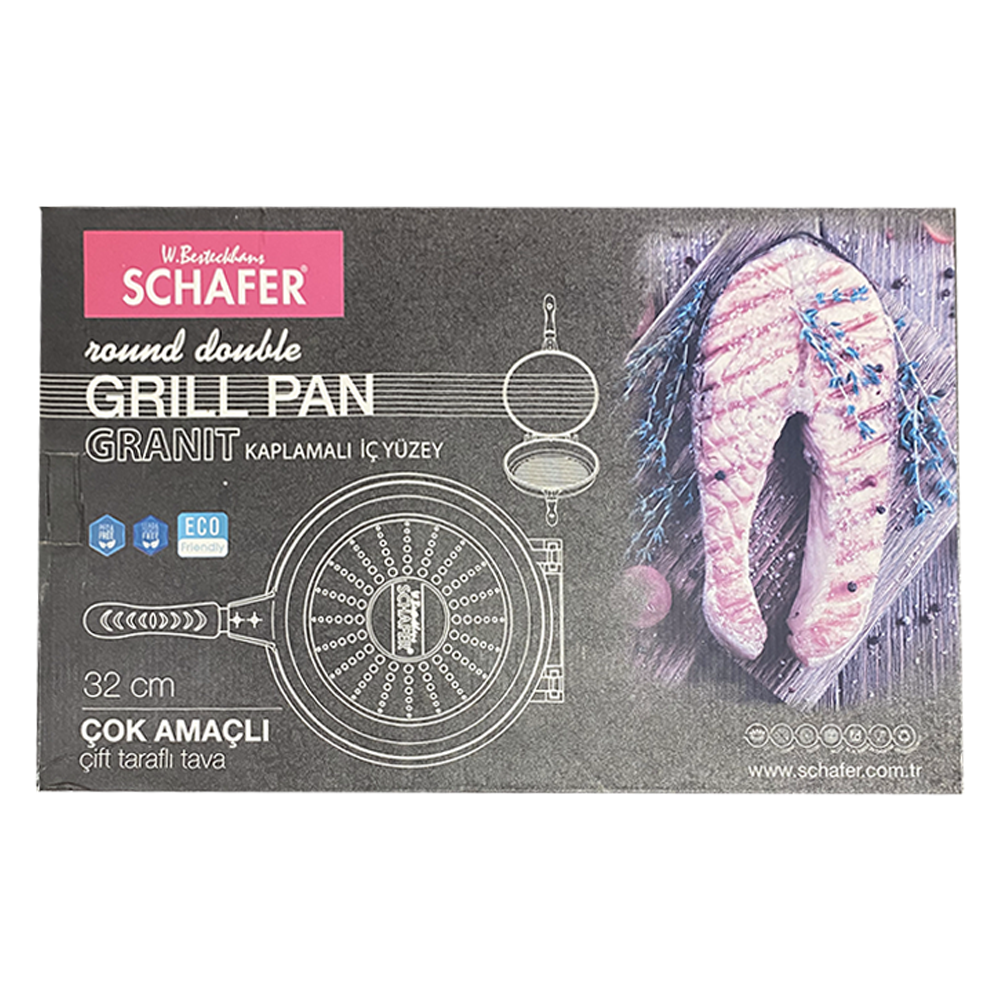 Schafer Rounded Double Grill Pan Granit 32 cm