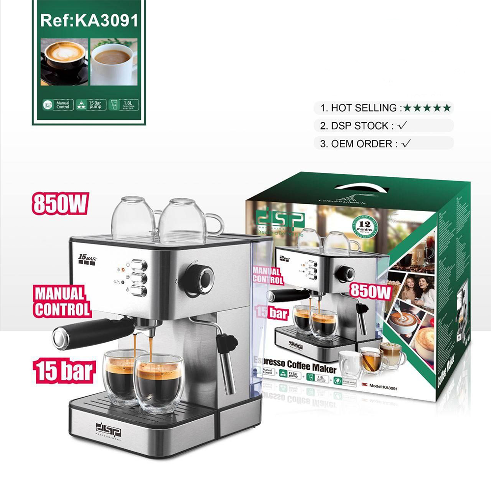 DSP Espresso Coffee Maker - 15 bar -  Manual Control