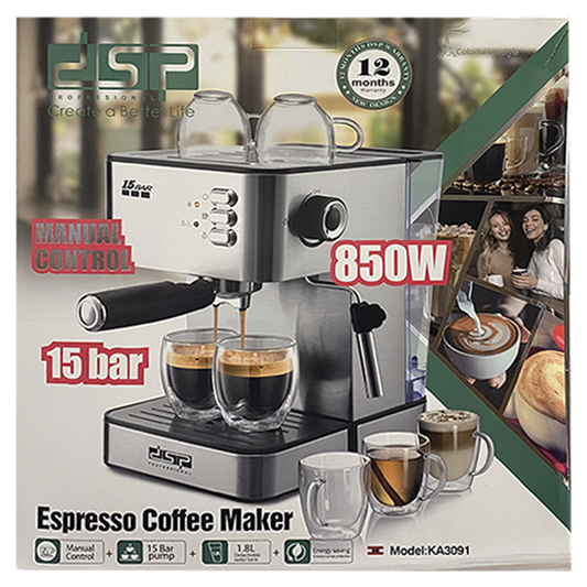 DSP Espresso Coffee Maker - 15 bar -  Manual Control