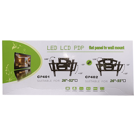 TV Wall Mount Bracket with Double Arms, Rotates 120°, Fits 26–55 inch TVs